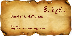 Benák Ágnes névjegykártya